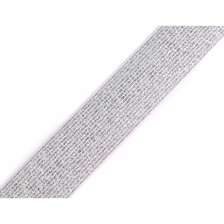 Elastic silver-white lurex - 30mm