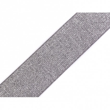 Elastique lurex gris-argent - 40mm